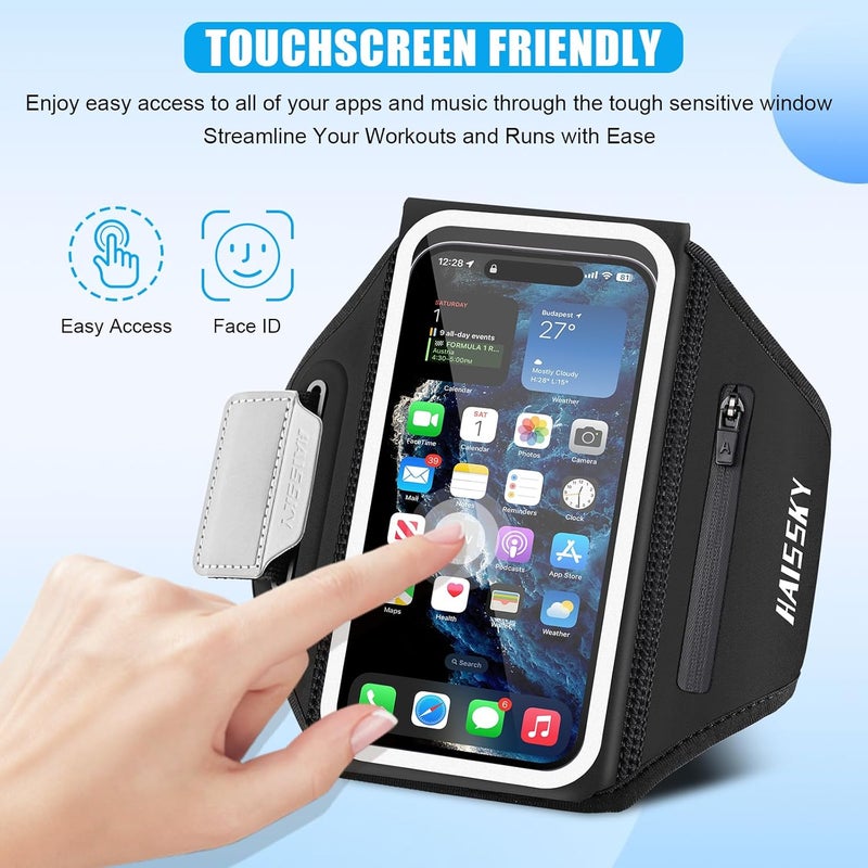 Kebrela Running Phone Armband with Earphone Holder - 3D Design Cell Phone Armband for iPhone 15/14/13 Pro/Plus & Galaxy S20/S10, Water Resistant Sports Phone Holder with Key Slot for 6.9" Device - Image 4
